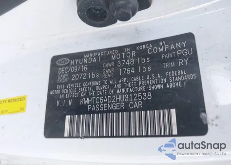 2017 Hyundai Veloster из США, поврежденный, VIN KMHTC6AD2HU312538